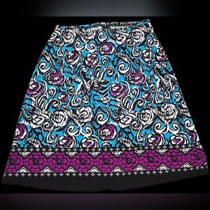 INC Women's L, Vibrant Multi-color Print A-Line Skirt: Funky, Boho, Quirky, Y2K